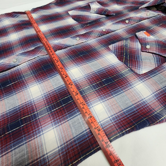 Ely Plains Vtg Western Coyboy Plaid Pearl Snap Closure Fitted XL Korean - Picture 10 of 12